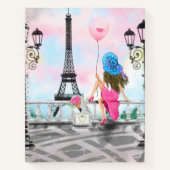 Hübsche Frau im Pariser Eiffelturm-Notebook Notizblock (Vorderseite)