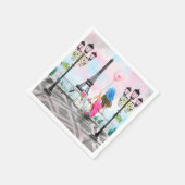 Hübsche Frau im Pariser Eiffelturm von Napkins Serviette (Ecke)