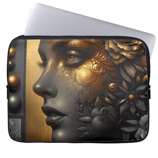 Hübsche Frau in Gold Ethereal Laptopschutzhülle (Vorderseite)