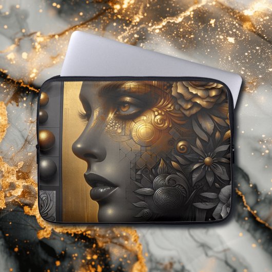 Hübsche Frau in Gold Ethereal Laptopschutzhülle