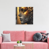 Hübsche Frau in Gold Ethereal Leinwanddruck (Insitu (Wohnzimmer))