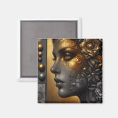 Hübsche Frau in Gold Ethereal Magnet (Vorderseite/Rückseite)