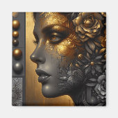 Hübsche Frau in Gold Ethereal Magnet (Vorne)