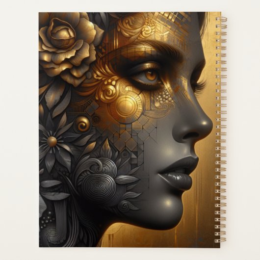 Hübsche Frau in Gold Ethereal Personalisiert Planer (Rückseite)