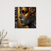 Hübsche Frau in Gold Ethereal Poster (Küche)