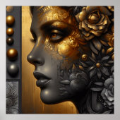 Hübsche Frau in Gold Ethereal Poster (Vorne)
