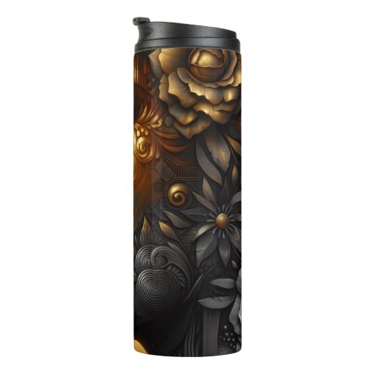 Hübsche Frau in Gold Ethereal Thermosbecher (Nach rechts gedreht)