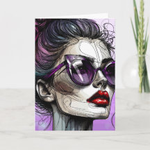 Hübsche Frau in Sonnenbrille und Purple-Sonnenbril