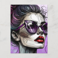 Hübsche Frau in Sonnenbrille und Purple-Sonnenbril
