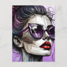 Hübsche Frau in Sonnenbrille und Purple-Sonnenbril