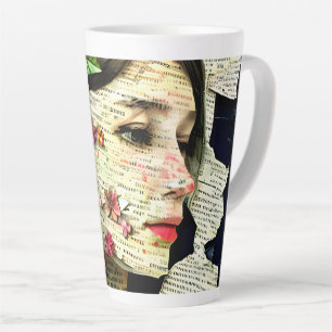 Hübsche Frau Kunstcollage Milchtasse
