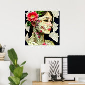Hübsche Frau Kunstcollage Poster (Heimbüro)