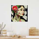 Hübsche Frau Kunstcollage Poster (Küche)