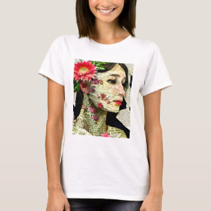 Hübsche Frau Kunstcollage   T-Shirt