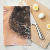 Hübsche Frau mit Blume Küchentuch (Viertel Falte)