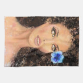 Hübsche Frau mit Blume Küchentuch (Horizontal)