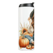 HÜBSCHE FRAU MIT BROWNEN HAAR & FALL PUMPKINS THERMOSBECHER (Nach links gedreht)