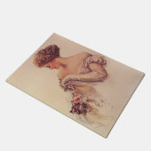 Hübsche Frau mit einem Kitten (von Harrison Fisher Fußmatte (Schrägansicht)