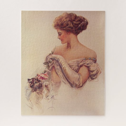 Hübsche Frau mit einem Kitten (von Harrison Fisher Puzzle (Vertikal)