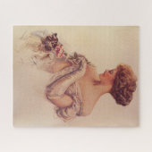 Hübsche Frau mit einem Kitten (von Harrison Fisher Puzzle (Horizontal)