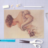 Hübsche Frau mit einem Kitten (von Harrison Fisher Seidenpapier (Handwerk)