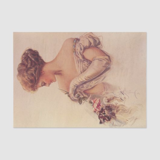 Hübsche Frau mit einem Kitten (von Harrison Fisher Seidenpapier (Vorderseite)