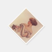 Hübsche Frau mit einem Kitten (von Harrison Fisher Serviette (Ecke)