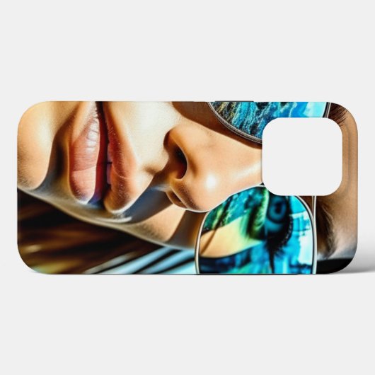 Hübsche Frau mit Reflektion der Sonnenbrille Case-Mate iPhone Hülle (Rückseite (Horizontal))