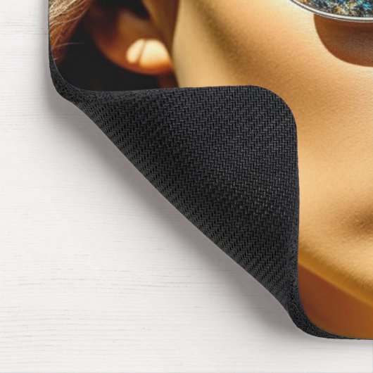 Hübsche Frau mit Reflektion der Sonnenbrille Mousepad (Ecke)
