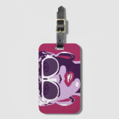 Hübsche Frau mit rosa Lippenstift Gepäckanhänger (Vorderseite Vertikal)