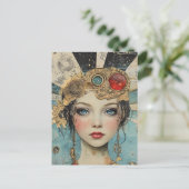 Hübsche Frau Mixed Media Collage Postkarte (Stehend Vorderseite)