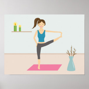 Hübsche Frau praktiziert Yoga in einem stilvollen  Poster