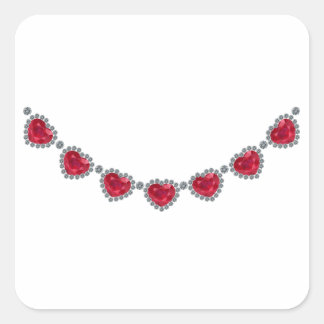 Hübsche Frau Ruby Necklace Quadratischer Aufkleber