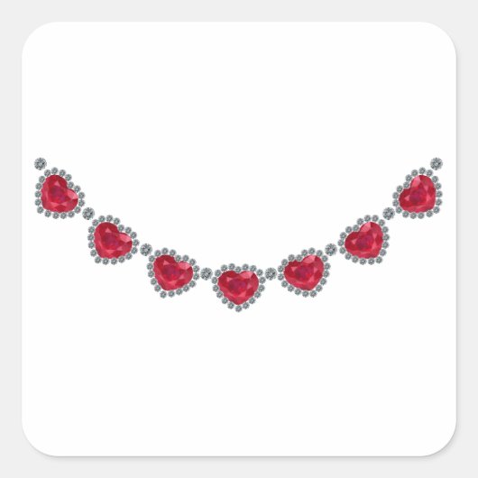 Hübsche Frau Ruby Necklace Quadratischer Aufkleber (Vorderseite)