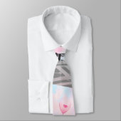 Hübsche Frau und Rosa Herzballon - I Liebe Paris Krawatte (Gebunden)