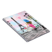 Hübsche Frau und Rosa Herzballon - I Liebe Paris Notizblock (Rechte Seite)