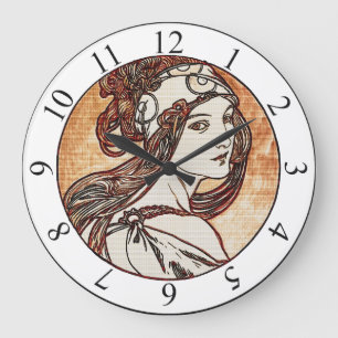 Hübsche Frauen Alphonse Mucha Uhr