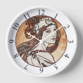 Hübsche Frauen Alphonse Mucha Uhr (Vorderseite)