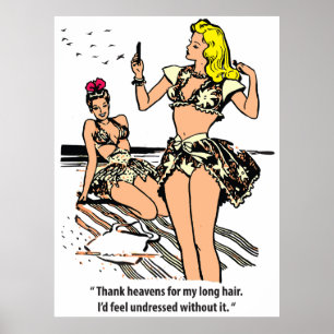 Hübsche Frauen am Strand, Humor, Vintage Poster