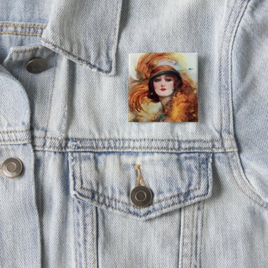 Hübsche Frauen-Prallplatten-Modezwanziger jahre Button (Beispiel)