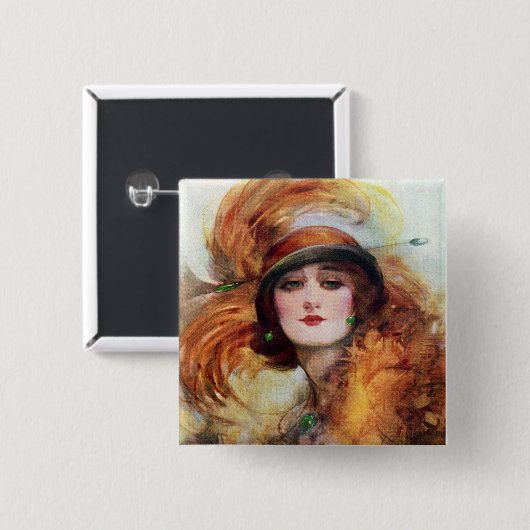 Hübsche Frauen-Prallplatten-Modezwanziger jahre Button (Vorne & Hinten)