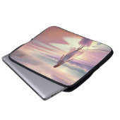 Hübsche Frauen Verließ Fußabdrücke am Strand Laptopschutzhülle (Vorne Knopf)