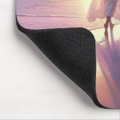 Hübsche Frauen Verließ Fußabdrücke am Strand Mousepad (Ecke)