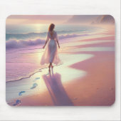 Hübsche Frauen Verließ Fußabdrücke am Strand Mousepad (Vorne)