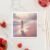 Hübsche Frauen Verließ Fußabdrücke am Strand Serviette (Beispiel)