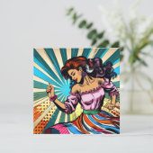 Hübsche Frauentänzerin Salsa Pop Art (Stehend Vorderseite)