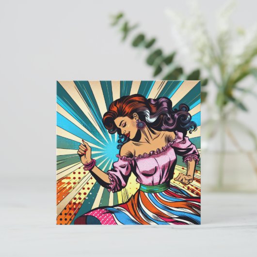 Hübsche Frauentänzerin Salsa Pop Art (Stehend Vorderseite)