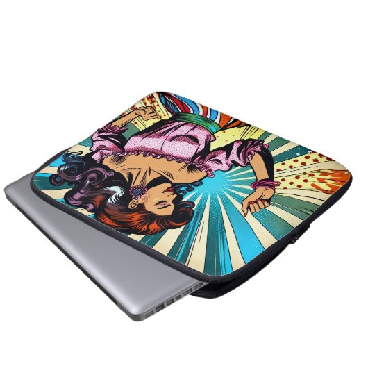 Hübsche Frauentänzerin Salsa Pop Art Laptopschutzhülle (Vorne Knopf)