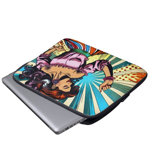 Hübsche Frauentänzerin Salsa Pop Art Laptopschutzhülle (Vorne Knopf)
