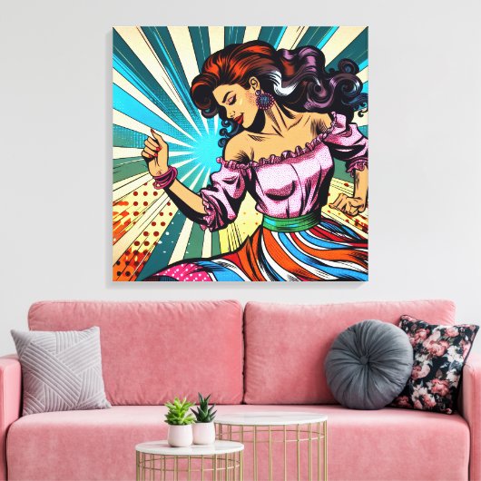 Hübsche Frauentänzerin Salsa Pop Art Leinwanddruck (Insitu (Wohnzimmer))